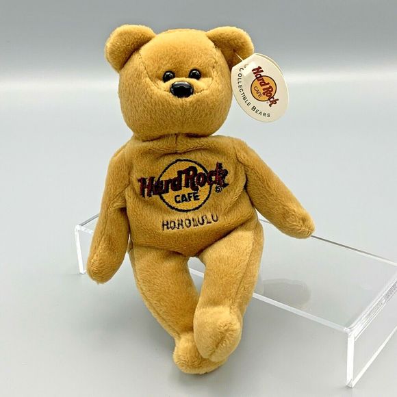 Hard Rock Cafe Honolulu Isaac Beara 1st in series Plush Brown Beanie Bear - Picture 1 of 8
